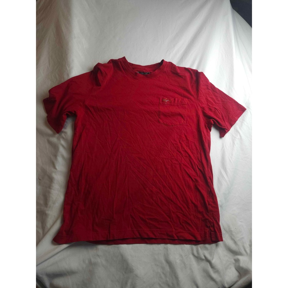 Greg‎ Norman Mens Red Short Sleeve Pocket T-Shirt Shark Logo Size Large